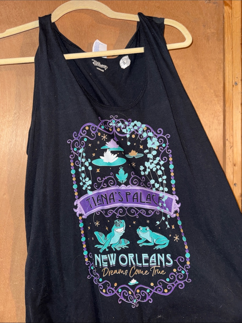 Disney Black Tank with Purple & Teal Tiana’s Palace Graphic Princess & the Frog